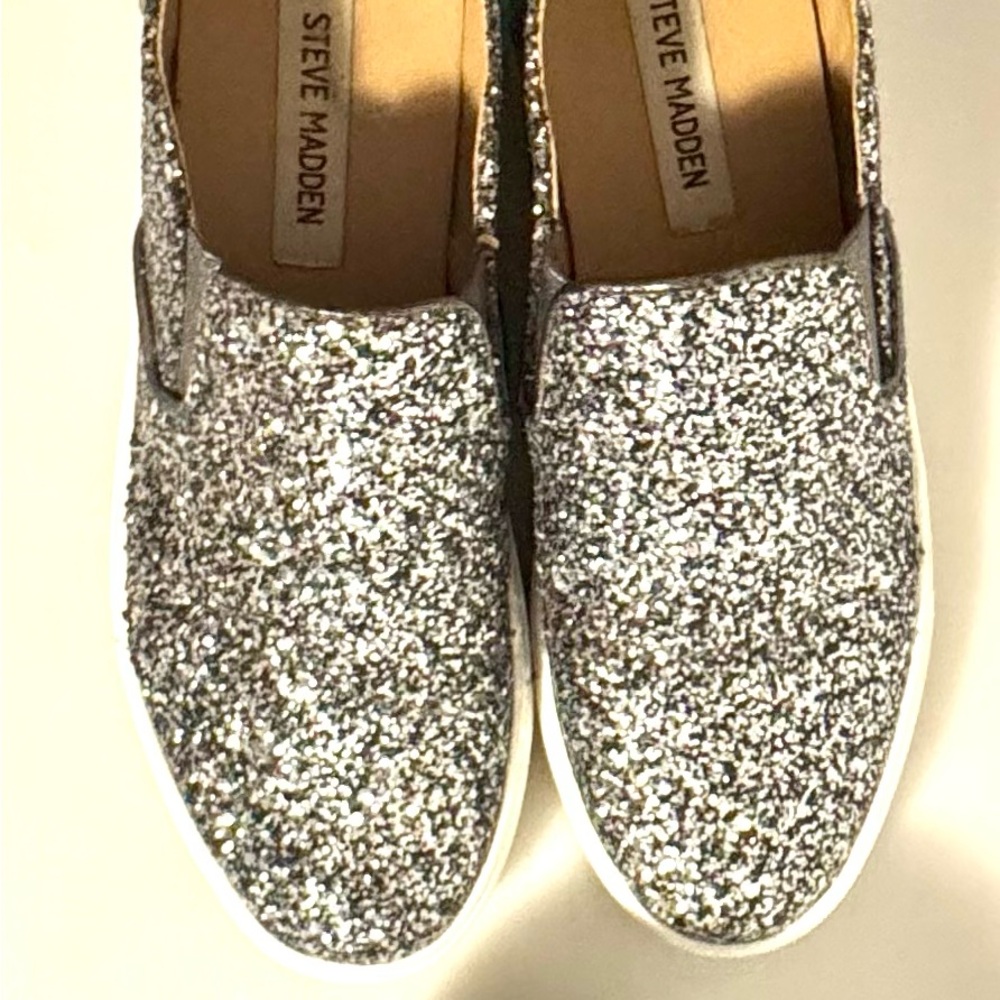 Steve Madden Silver Glitter Slip-On Sneakers